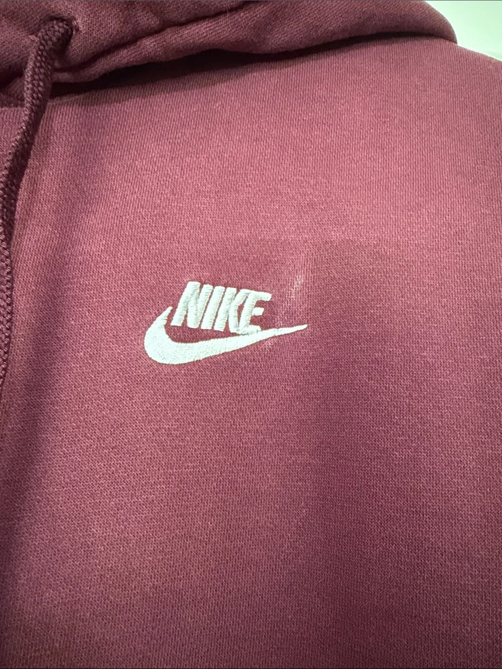 Nike women’s Burgundy Crewneck Hoodie with White Logo